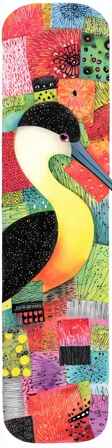 Free bird bookmark featuring a patchwork-style bird